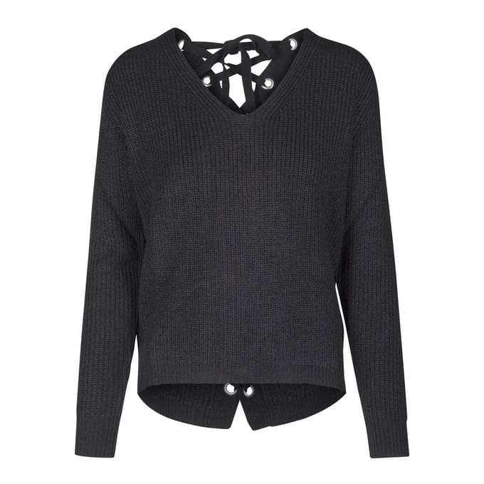 Urban Classics - Back Lace Up Sweater/trui - M - Zwart