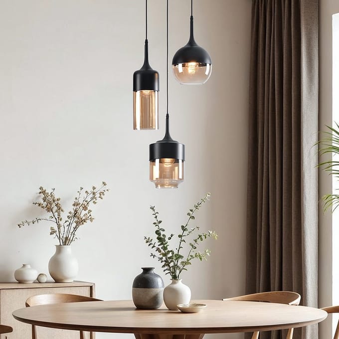 LumenXL Hanglamp Victor - amber glas - zwarte details