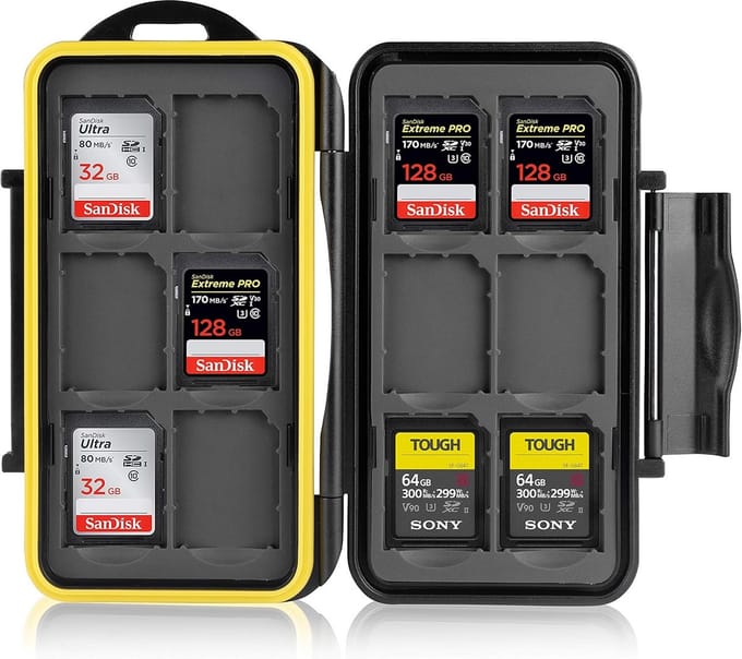 Waterdichte Geheugenkaarten Case voor 12 SD Kaarten - Schokbestendige Bescherming - Compacte Opslagoplossing