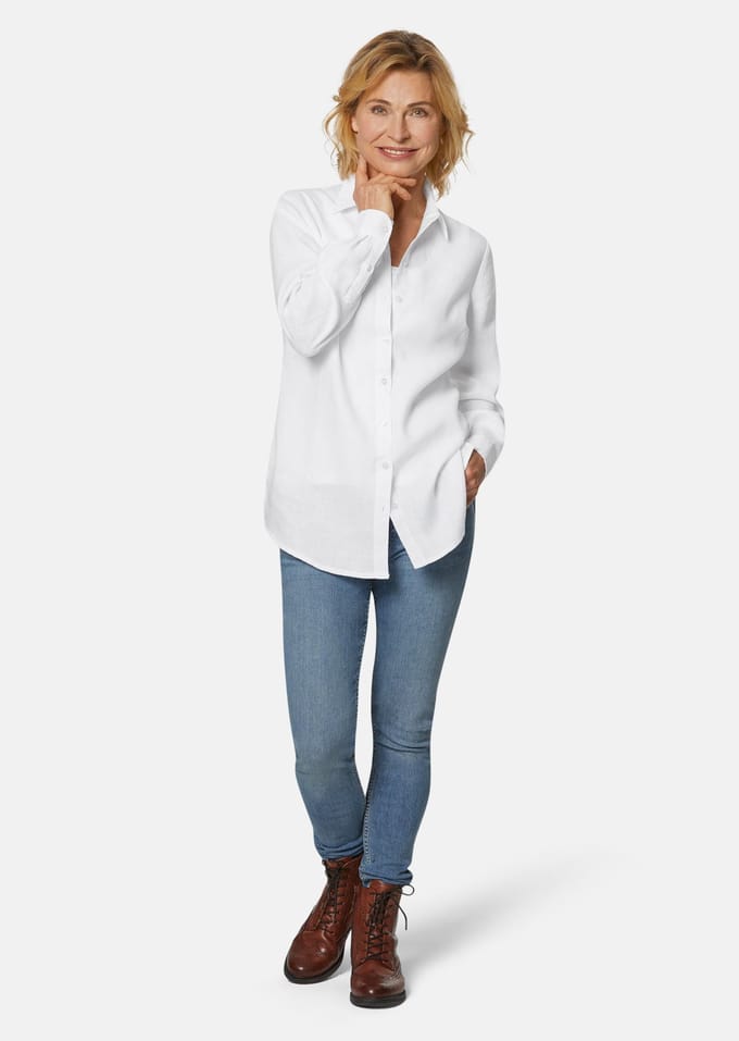 Linnen blouse - wit - Gr. 20 van Goldner Fashion