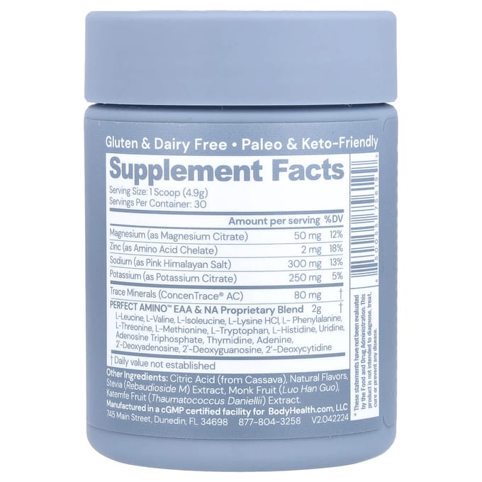 BodyHealth, Perfect Amino™ Elektrolyten, Passievrucht, 5.2 oz (147 gr)