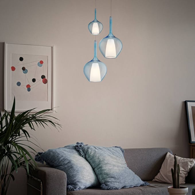 Ideal Lux hanglamp Kalique 1, blauw, Ø 18 cm, kunststof