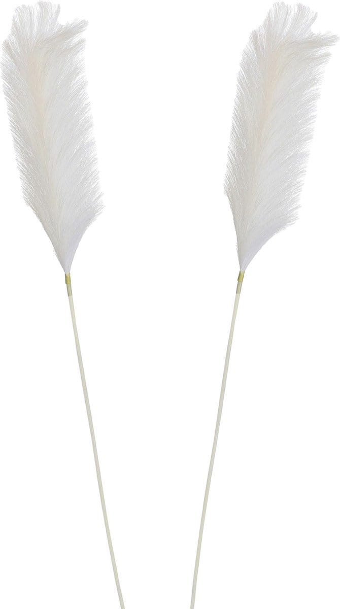 Mica Decorations Pluimgras losse steel/tak - 2x - wit - 104 cm - Decoratie kunst bloemen