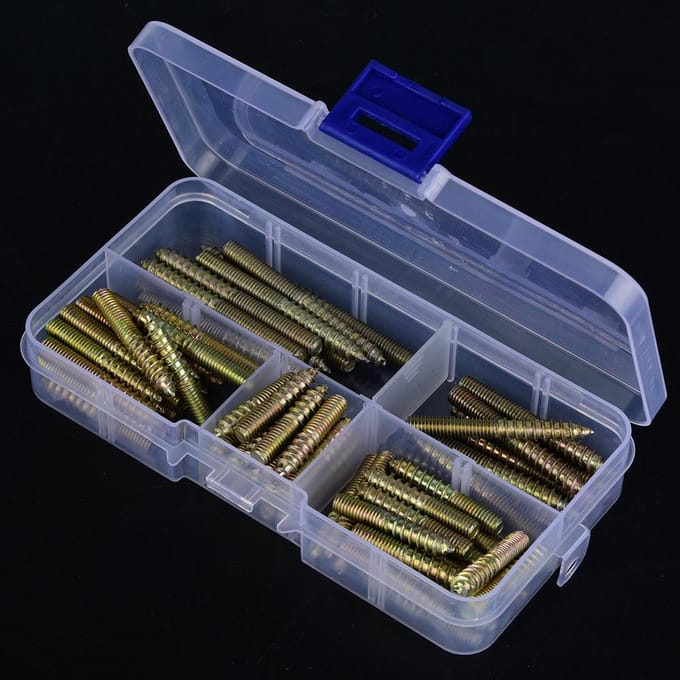 80 pcs M5 Vis tourillon Menuiserie Connecteur de meubles Vis double extrémité Boulon de suspension