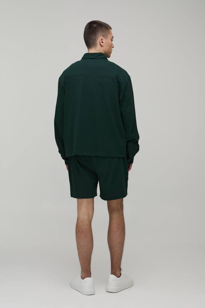 Oversized Boxy Shirt and Relaxed Short Set | Khaki | Size Small