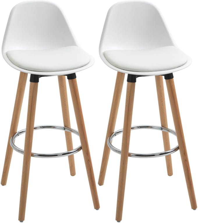 HOMCOM barkruk - kunstleer - beukenhout - 38,5B x 42,5L x 91H cm - wit