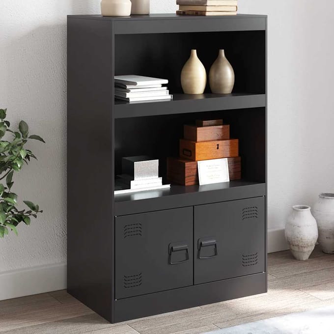 vidaXL - Dressoir - 67x39x107 - cm - staal - zwart