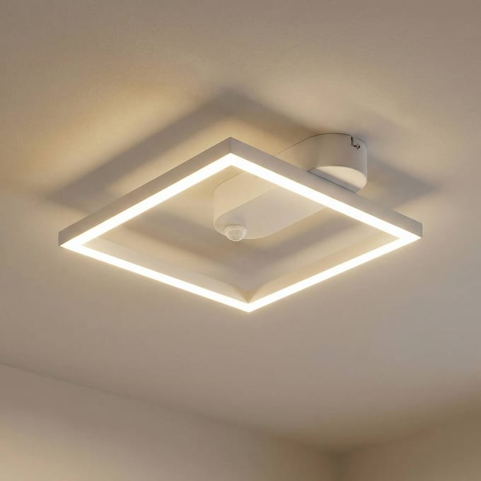 Lindby LED plafondlamp Yulla, wit, bewegingsmelder