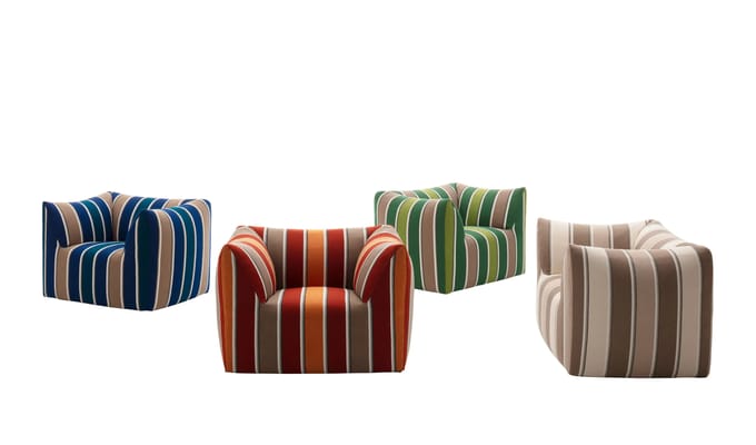 B&B Italia Le Bambole Bambola fauteuil outdoor - Lima Stripe Blue
