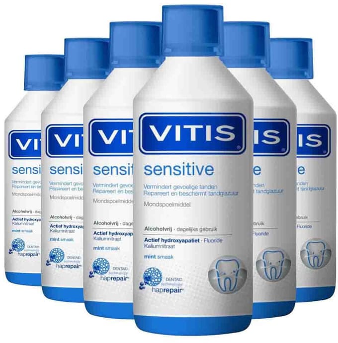 Vitis Mondwater Sensitive - 6 x 500 ml - Voordeelverpakking