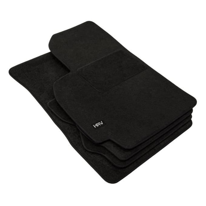 Vloermatten - Logo - Honda HRV - Zwart velours - 4 stuks - Antislip en waterdicht
