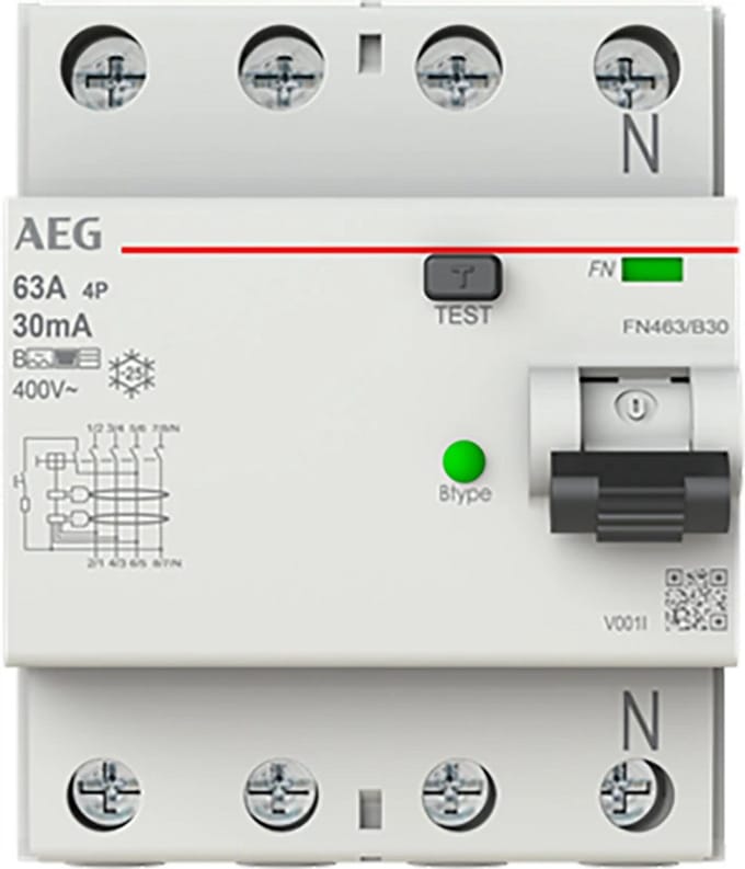 AEG aardlekschakelaar 4-polig 63A 30mA type B (FN463/B30)