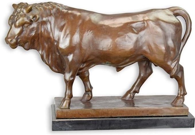 Stier - Bronzen Beeld - Brons Sculptuur - Kunst Decoratie - Bull - 16x48x34