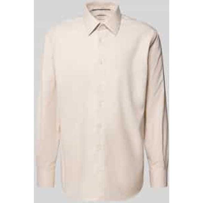 ETERNA modern fit overhemd - structuur - beige - Strijkvrij - Boordmaat: 45