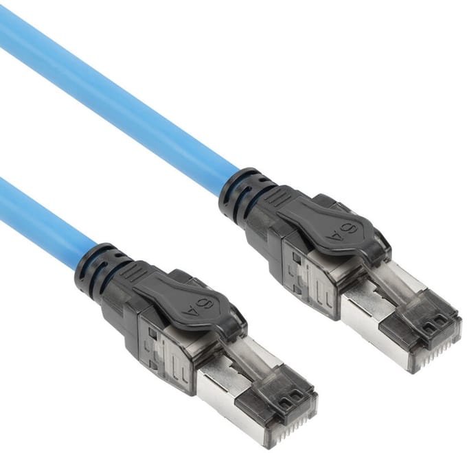 ACT Blauw 55 meter S/FTP CAT6A B2ca PoE++ 100W solid prefab installatiekabel, RJ45 male – male FB0055