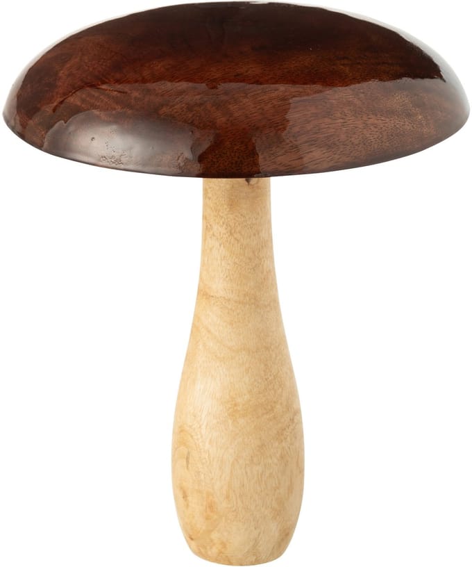 J-Line decoratie Paddenstoel Blinkend - hout - naturel/bruin - large