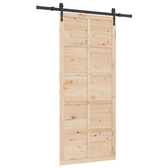 vidaXL - Schuifdeur - 80 - x - 208 - cm - Massief - grenenhout - Naturel