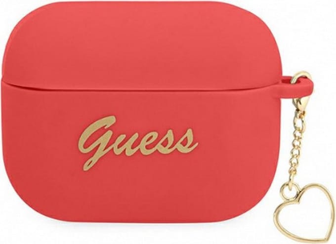 Guess Heart Silicone Case - Geschikt voor Apple Airpods Pro (1e Gen) - Rood