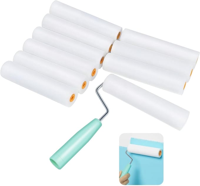 Mini Verfroller Set van 10 Stuks, Schuimverfrollers voor Muurverf, Verfbenodigdheden met Handvat voor Efficiënt Schilderen