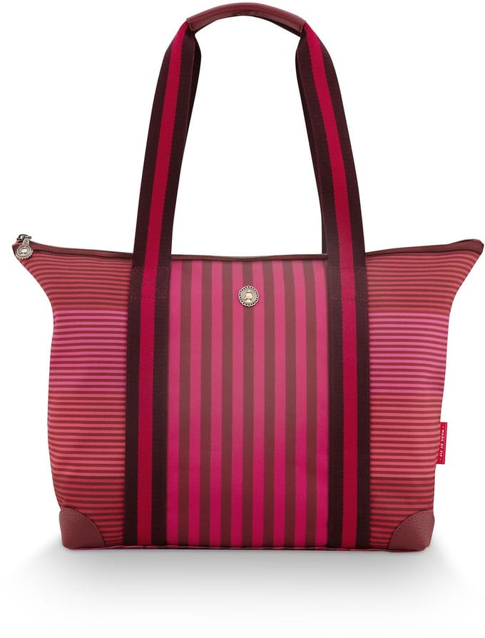 Pip Studio - Tilda Tote Bag met rits - Schoudertas - Roze - Gestreept - 47x17x37cm