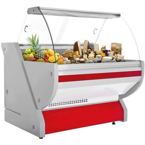 GGM Gastro Kühl-/ Fleischtheke - 1000mm - Rot - mit Fleischlicht & beleuchteter Frontblende