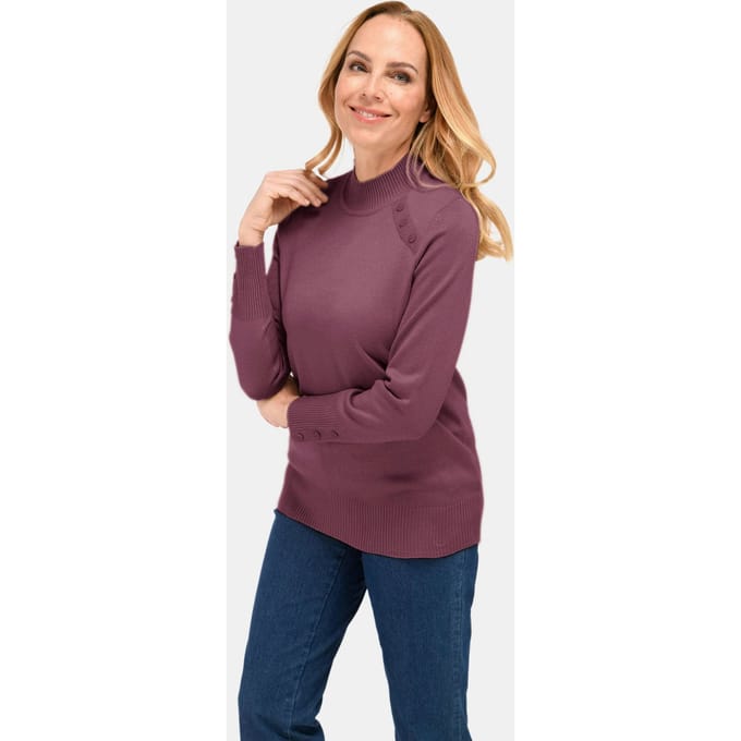 Pullover met opstaande kraag - paars - Gr. 40 van Goldner Fashion