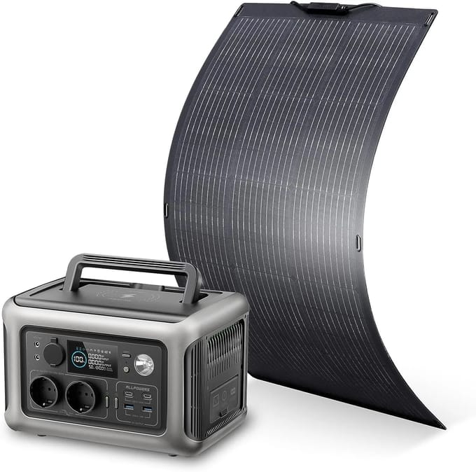 ALLPOWERS Solar Generator Kit 600W (R600 + SF100 100W Flexible Solar Panel) - R600+ SF100 Solar Panel 100W