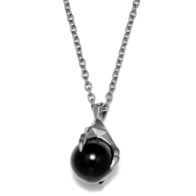 Jax Stalen Klauwketting met Zwarte Steen