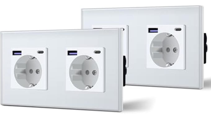Wandstopcontact met 20W USB C Snellader - 3-in-1 Inbouwstopcontact