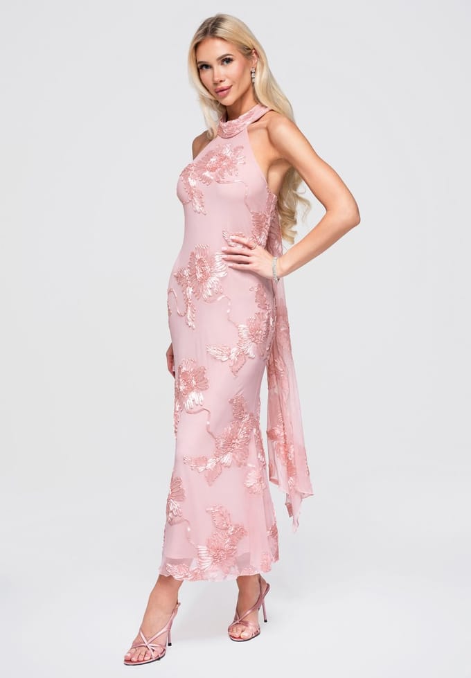 LARICA Jurk - Slim Fit - Mouwloos - Rits Roze S