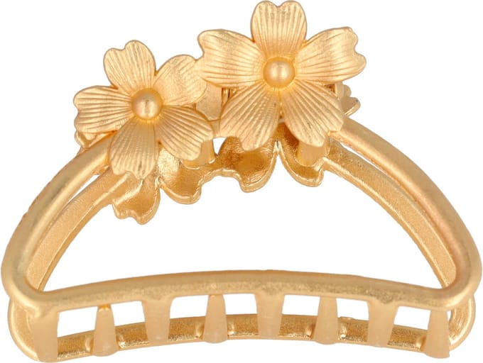 Haarsoires Haarspeld Haarklem 4cm – Driehoek Vorm met Bloem – Metaal – Goud