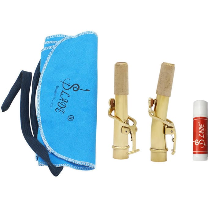 Tenor Sopraan Bes Saxofoon Sax Bocht & Rechte Hals Kit Messing 16.8mm blue