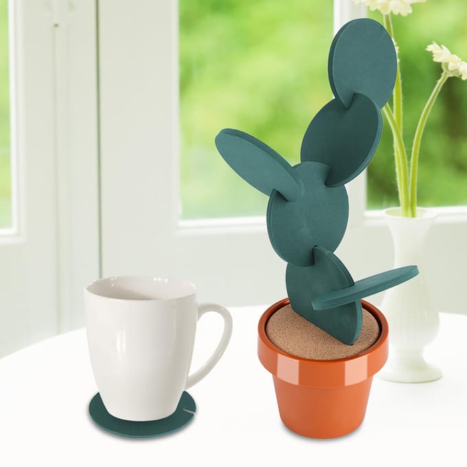Nieuwigheid Potcactus Beker Mat Pad Hitte-isolatie Onderzetters Tafel Bureau Decoratie beige