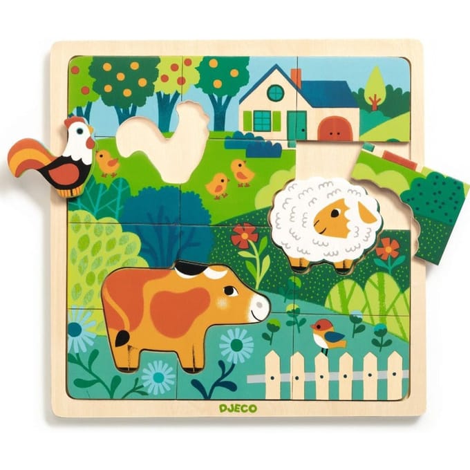 DJECO houten puzzel Farm 3 jr+