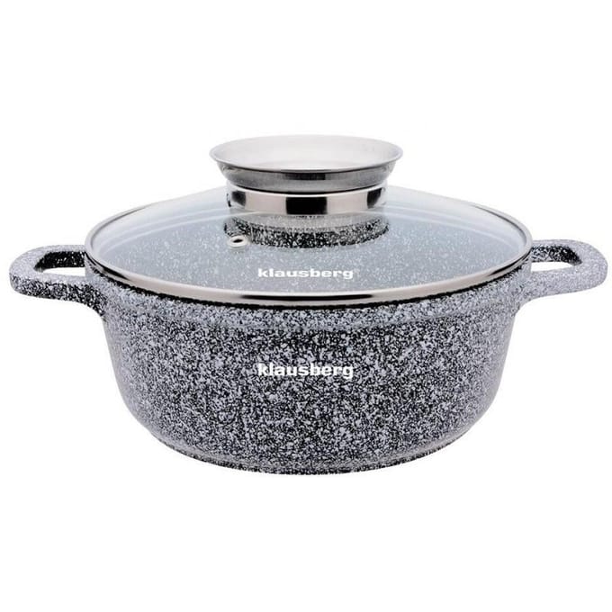 Klausberg 7520 - Kookpan met deksel - marmer grijs - 20 cm - 2.3 liter
