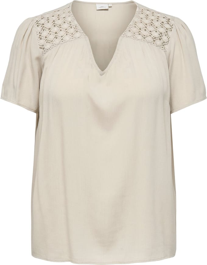 ONLY CARMAKOMA - CARSELASI S/S V-NECK TOP WVN - Dames - Blouses