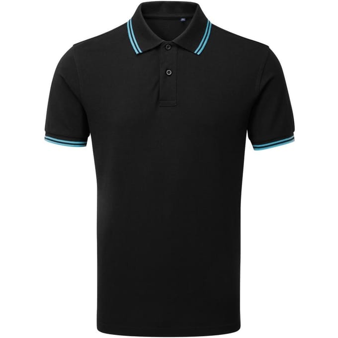 Asquith & Fox Heren Klassiek Fit getipt Poloshirt (Zwart / Turkoois)
