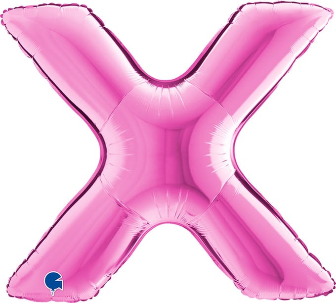 Folieballon 100cm letter X - fuchsia roze