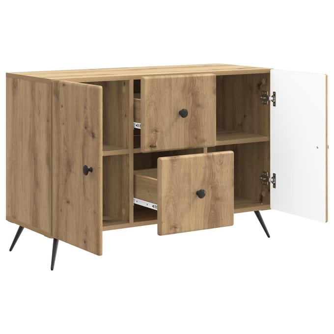 vidaXL - Dressoir - Artisanaal - eiken - 89 - x - 34,5 - x - 60 - cm - Bewerkt - hout