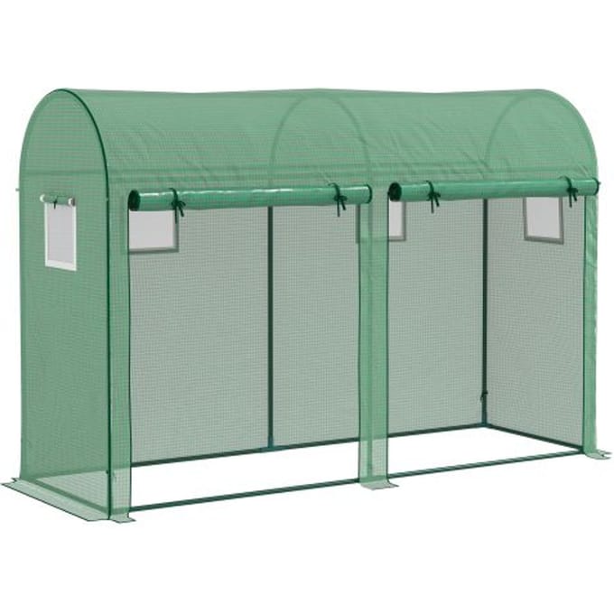 Serre - 300x100x200cm - Maille PE - Fenêtre télécommandée - Double porte roulante