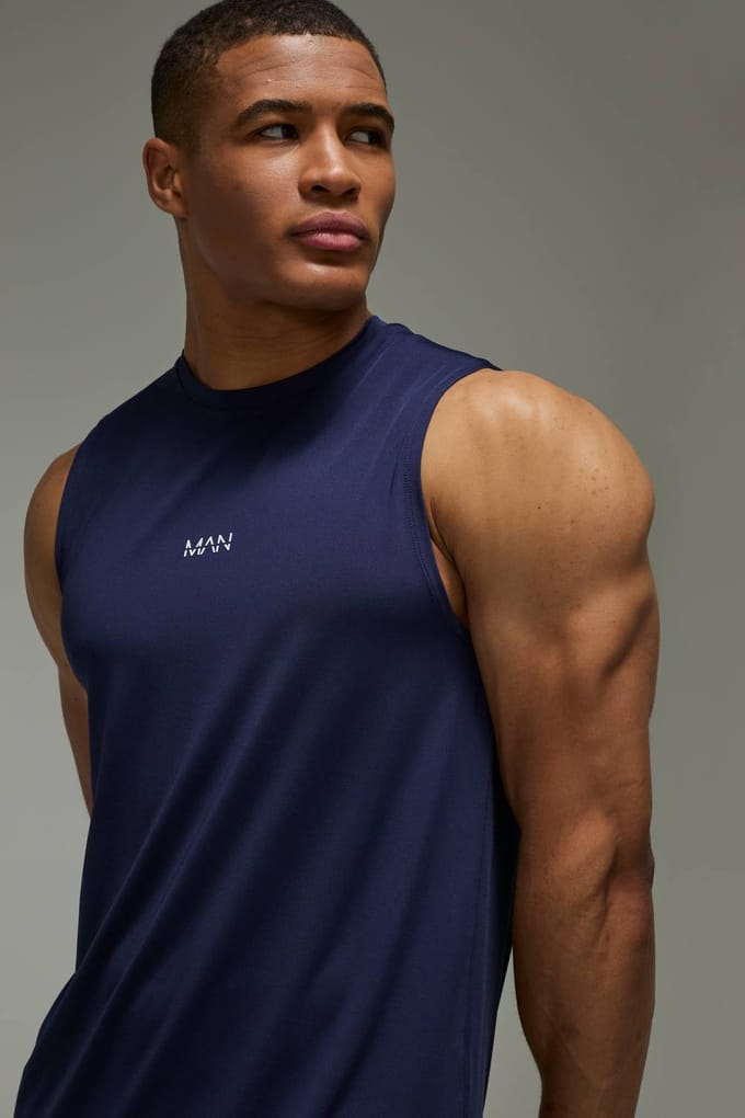 Heren Active Performance Regular Fit Tanktop | Navy | Size XS
