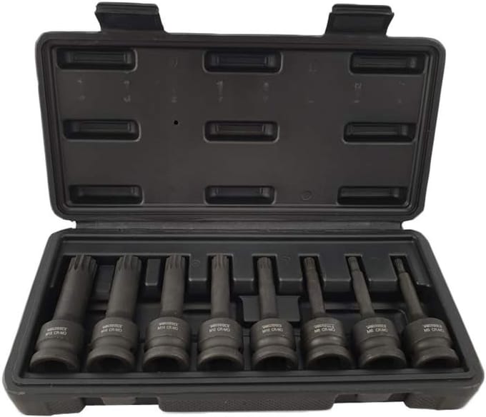 8-delige Slagsleutel Set 1/2 Inch Veeltand Dopsleutels M5-M18