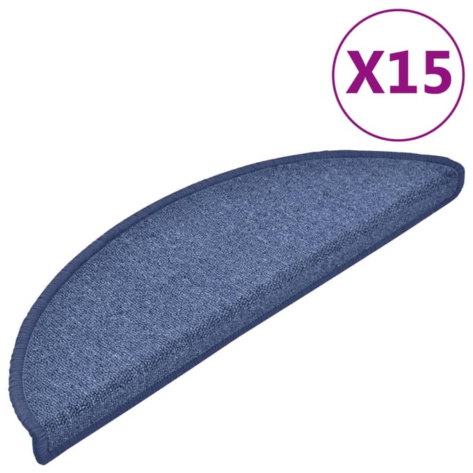vidaXL Trapmatten 15 st 56 x 17 x 3 cm Non-Slip Blauw Vilt - 100% PP