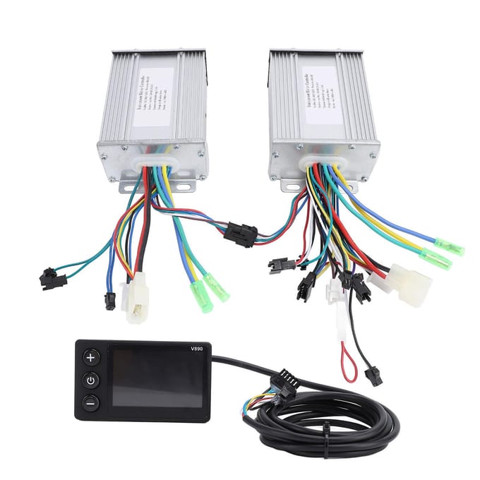 2 STUKS 36V 48V 60V 450W 23A Elektrische Fiets Controllers Aluminiumlegering Dubbele Aandrijving Borstelloze Motorcontroller met V890 LCD white
