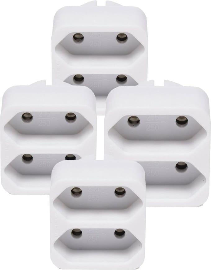 Benson Stopcontact splitter - 4x stuks - wit - duo - platte stekkers - 1155 Watt