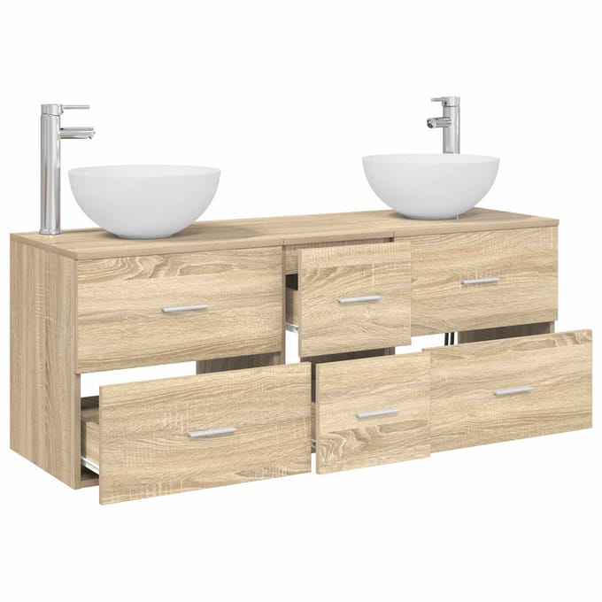 vidaXL - Badkamerkast - set - 3 - st - Sonoma - Eiken - 129 - x - 41 - x - 80 - cm