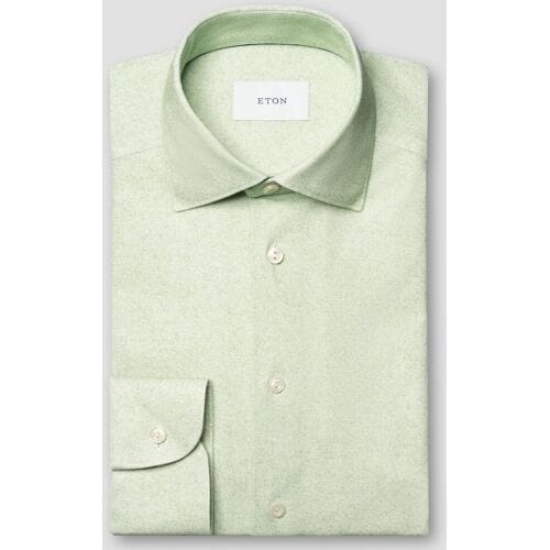 Eton Overhemd Knitted Cotton Blend Four-Way Stretch Licht Groen / male