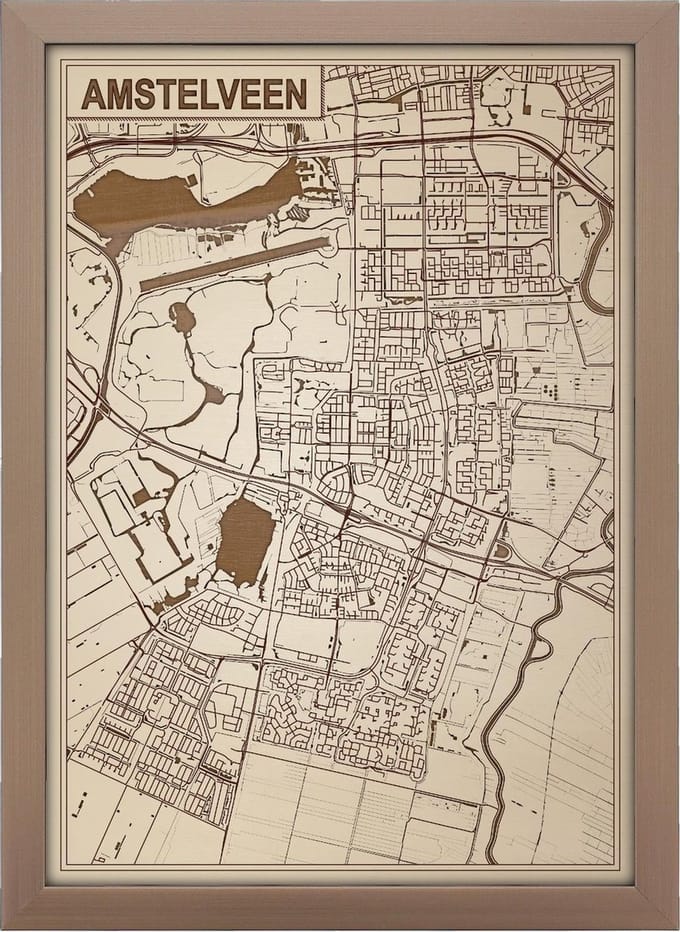 Decoratief Beeld - Houten Van Amstelveen - Hout - Bekroned - Bruin - 21 X 30 Cm