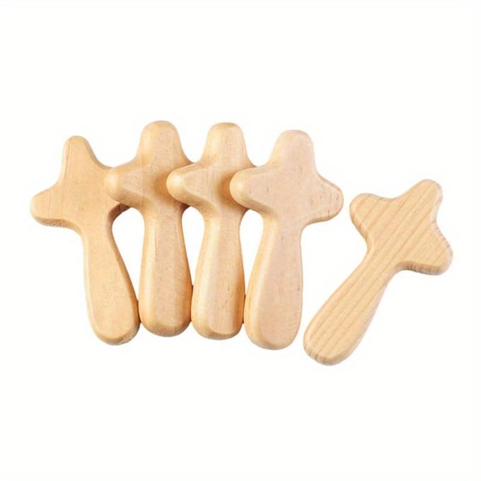 5 Stuks Handvast Houten Zakgebed Portable Vasthouden Kruisen Christelijke Gift voor Vasthouden Sieraden Maken Kerk Religieus Gebed