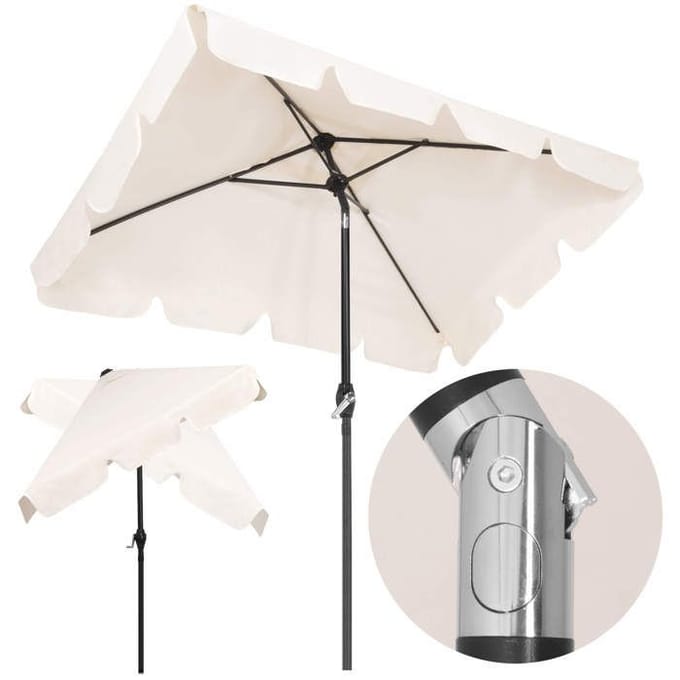Parasol de jardin - Springos® - Rectangulaire 240 cm - Inclinaison - Manivelle manuelle - Écru